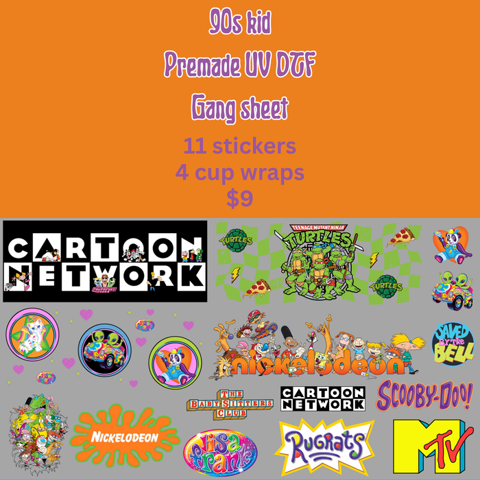'90s Kid UV DTF Gang Sheet