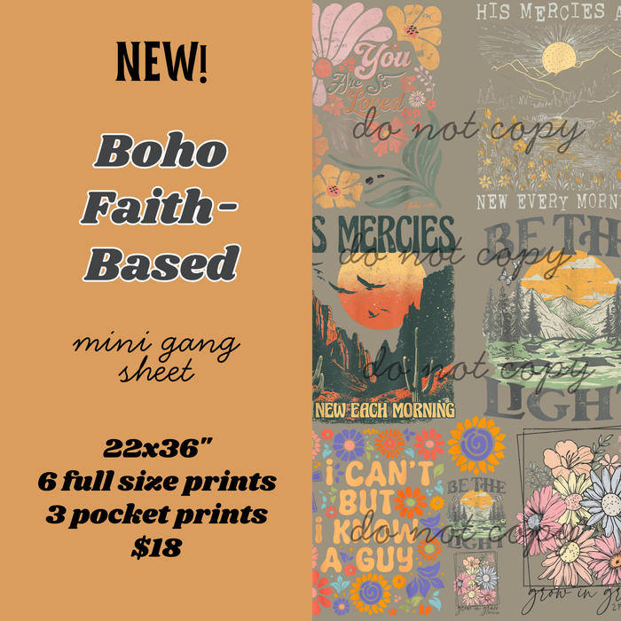 Boho Faith-Based Mini Gang Sheet