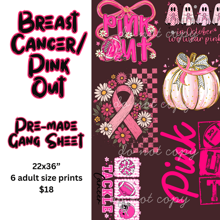 Breast Cancer Awareness/Pink Out Mini Gang Sheet