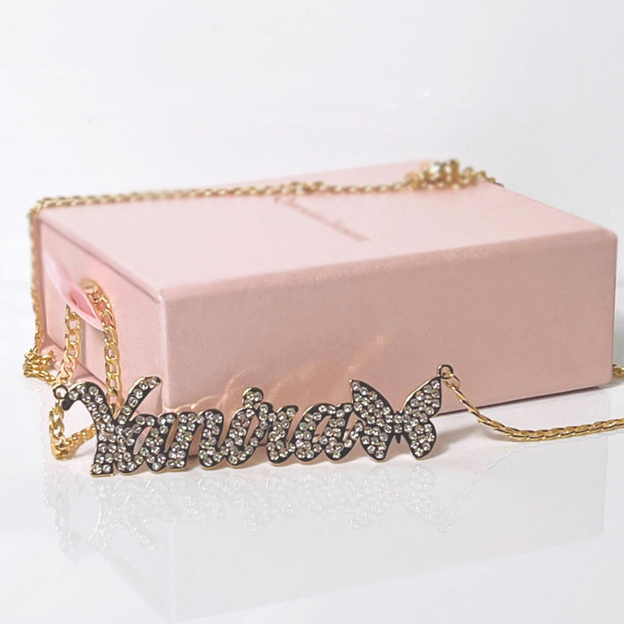 Butterfly Crystal Custom Name Necklace