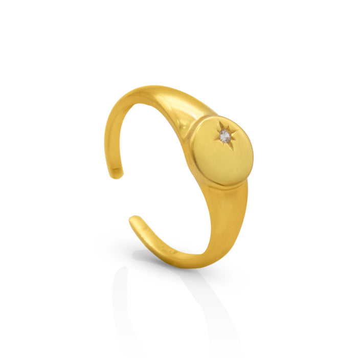 Celeste Star Adjustable Ring, 18k Gold-Plated Silver