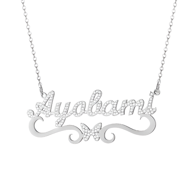 Crystal Custom Name Butterfly Necklace