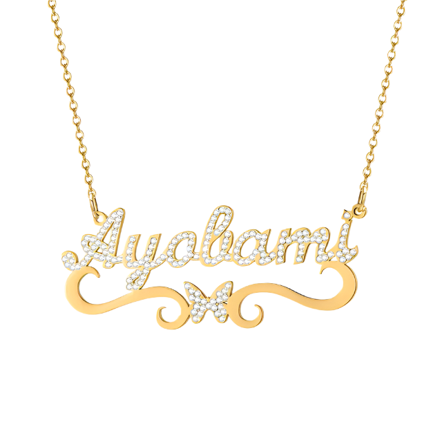 Crystal Custom Name Butterfly Necklace
