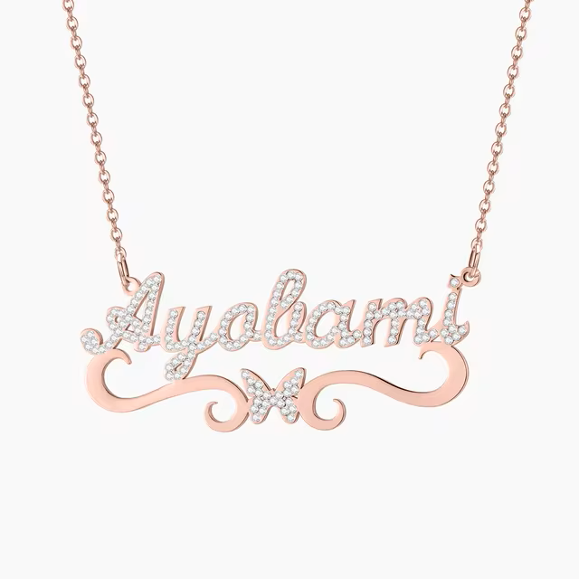 Crystal Custom Name Butterfly Necklace