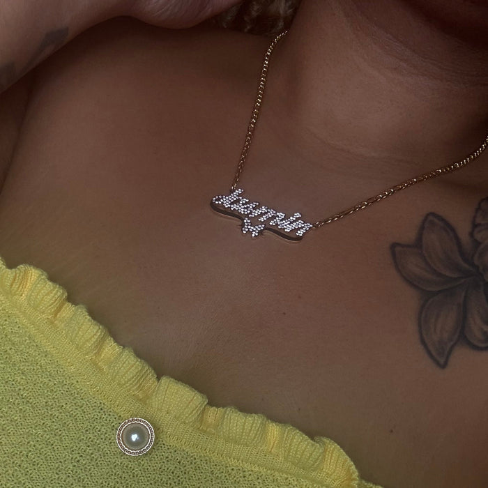 Crystal Custom Name Butterfly Necklace