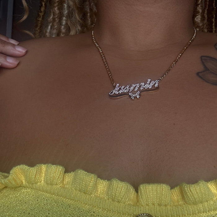 Crystal Custom Name Butterfly Necklace