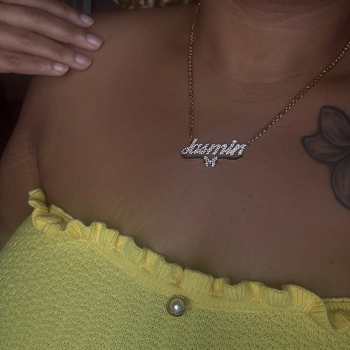 Crystal Custom Name Butterfly Necklace