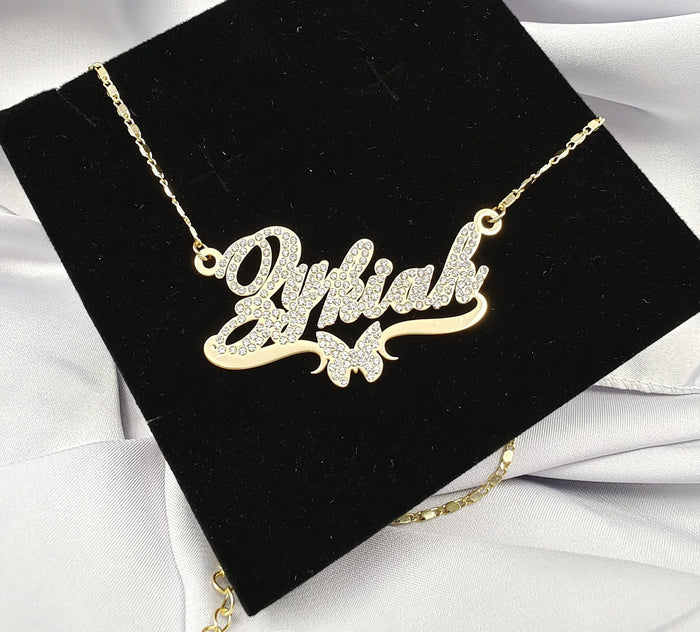 Crystal Custom Name Butterfly Necklace