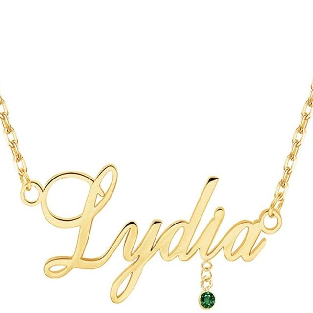 Custom Drop Birthstone Name Necklace