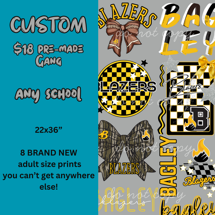 Custom Local Schools Mini Gang Sheet