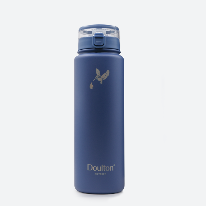 Water filter bottle in cobalt blue