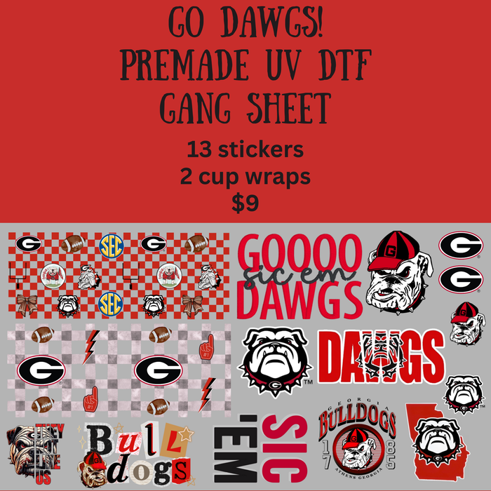 Go Dawgs! UV DTF Gang Sheet
