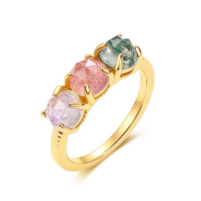 La Trinité Moss Agate Trio Ring