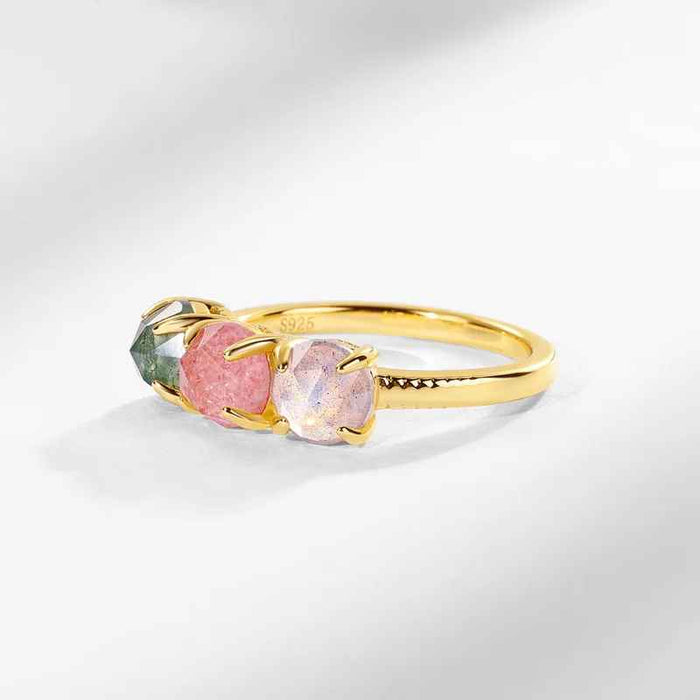 La Trinité Moss Agate Trio Ring