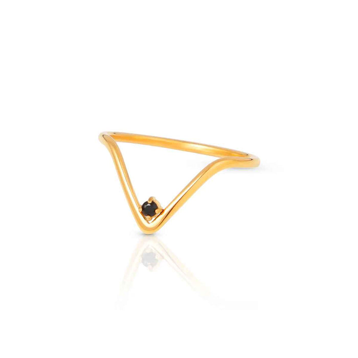 Noir Élégance  V-Shaped Zirconia Ring