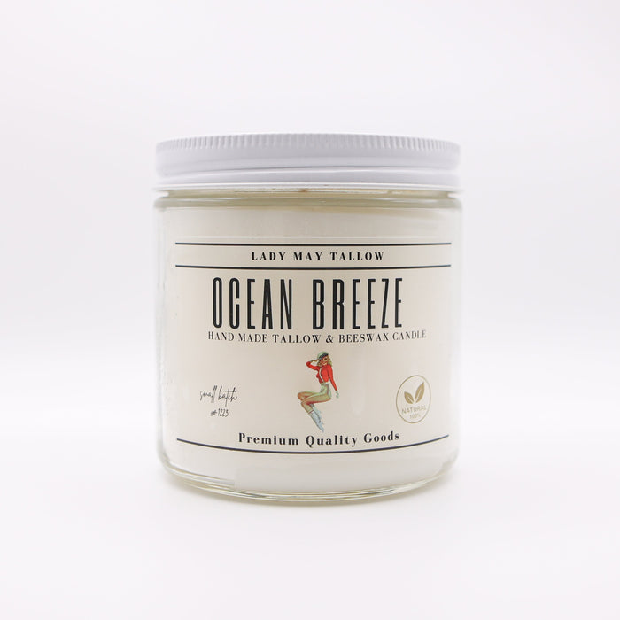Ocean Breeze Tallow & Beeswax Candle | All Natural, Non-Toxic, Clean Burning
