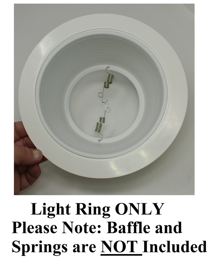 Plastic White Light Trim Ring Recessed Can 6" Inch Over Size Oversized Lighting Fixture