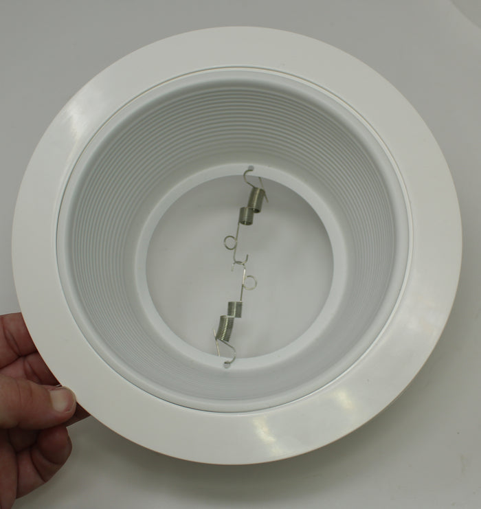 Plastic White Light Trim Ring Recessed Can 6" Inch Over Size Oversized Lighting Fixture