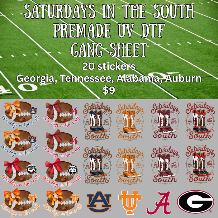 Saturdays in the South UV DTF Gang Sheet