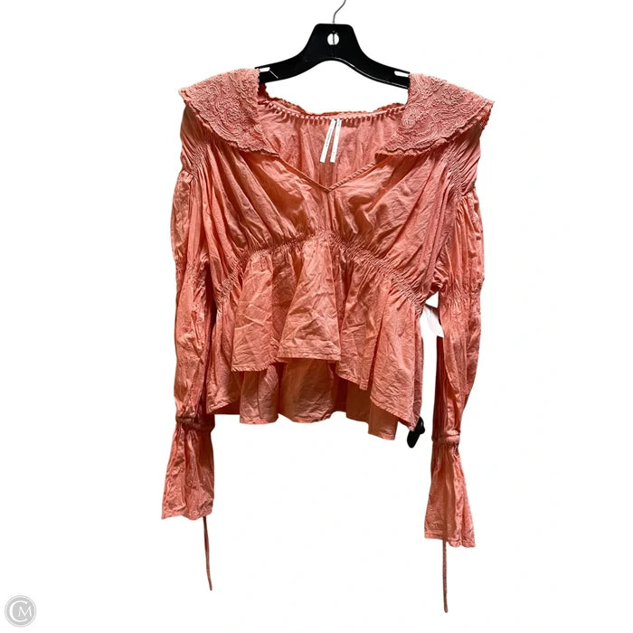 Top Long Sleeve By Anthropologie In Pink, Size: S
