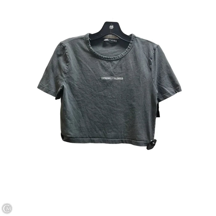 Top Short Sleeve Basic By Zara In Grey, Size: S