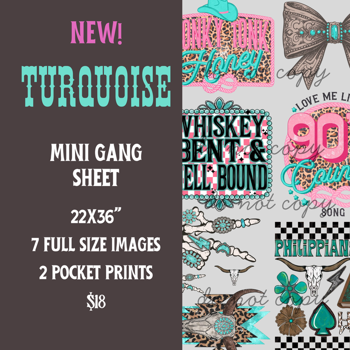 Turquoise Mini Gang Sheet